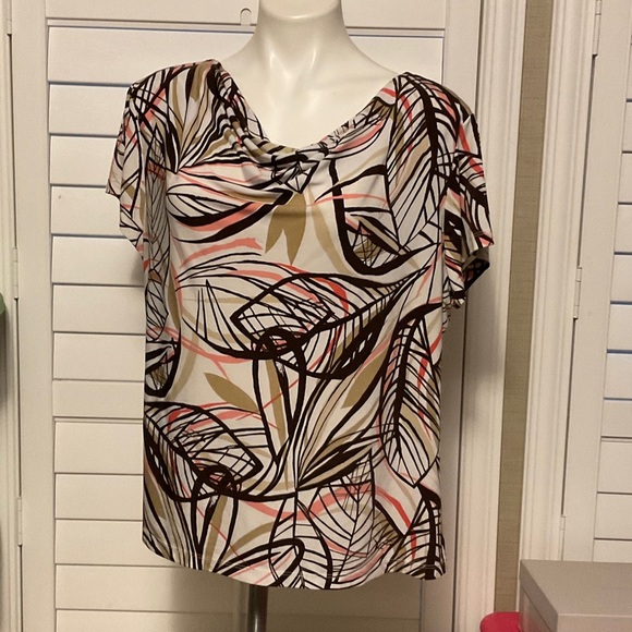 Briggs New York Multicolor Leaf Print Blouse - Picture 1 of 8
